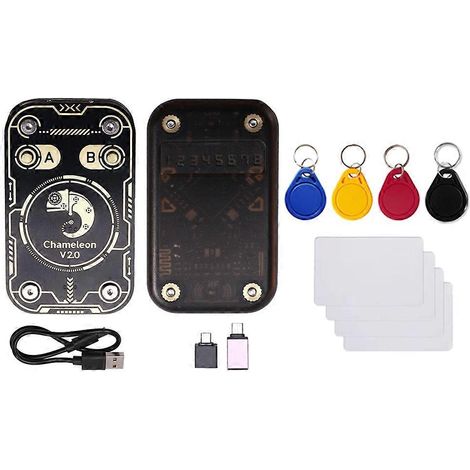 Émulateur de lecteur de puces RFID Chameleon V2.0, duplicateur NFC Chameleon + porte-clés/carte CUID 4xUID, décodage de cartes 125K 13,56M (1/5)