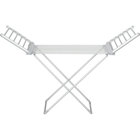 Séchoir à linge électrique 2 ailes latérales extensibles cadre en alliage d'aluminium 144 x 53 x 91 cm