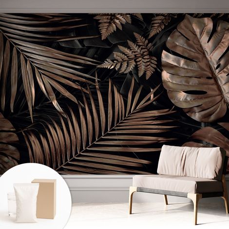 Tapete Vliestapete mit Kleber - modernes Design - Wohnungsdeko - geruchslos - langlebig Exotische Blätter 312x219 cm (1/5)