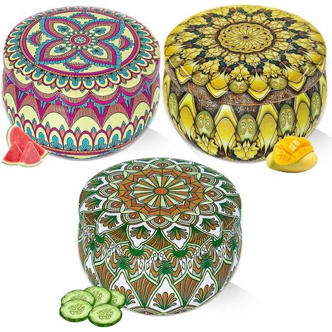 Coffret cadeau de 3 bougies parfumées d'aromathérapie en cire de soja naturelle pour femmes ( ) (1/5)