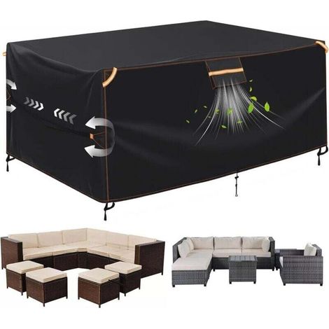 Garden Furniture Cover, 420D Waterproof Oxford Fabric, Garden Furniture Tarpaulin, Weather-resistant Outdoor Table Protective Cover with Ventilation, 250x210x90cm (1/4)