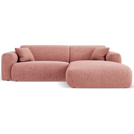 Canapé d'angle droit 4 places en chenille rose (1/5)