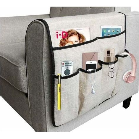 Grand Organiseur de Canapé Organisateur Caddy, Support de Télécommande de TV Antidérapant Canapé Accoudoir Sac de Rangement, 19.7x35 inch-Fei Yu (1/4)