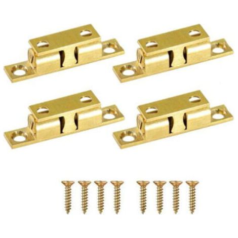 Möbelriegel, Set mit 4 Spannriegeln für Schranktüren, massive Messing-Federbeschläge (50 mm)