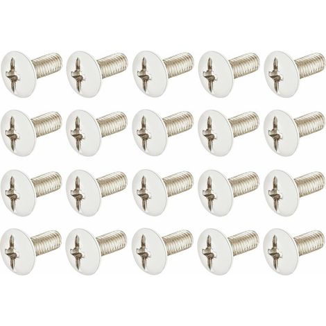 20x Vis cruciforme tête plate en acier nickelé matériel de fixation métal bois meuble étagère, M6x60mm