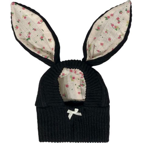 Cappello da gatto lavorato a maglia con orecchie da coniglio, - Nero M