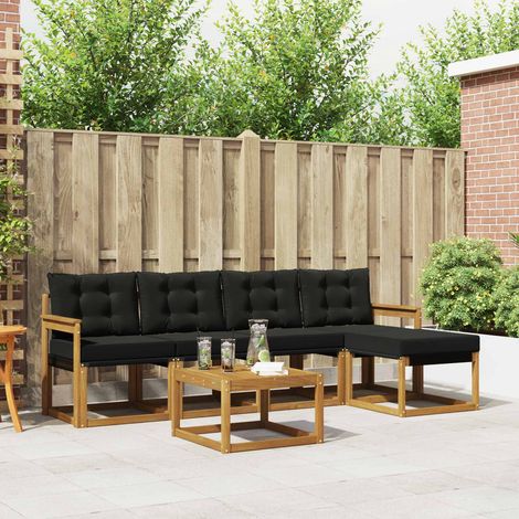Outdoor-Sofagarnitur mit Kissen 6 pcs Natürlich und Schwarz