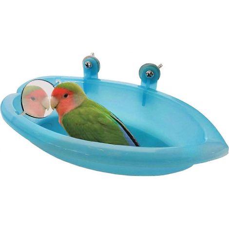 Bain d'oiseaux avec miroir, accessoire d'hygiène pour le bain et l'entretien quotidien de la cage.-AquaForge (1/5)