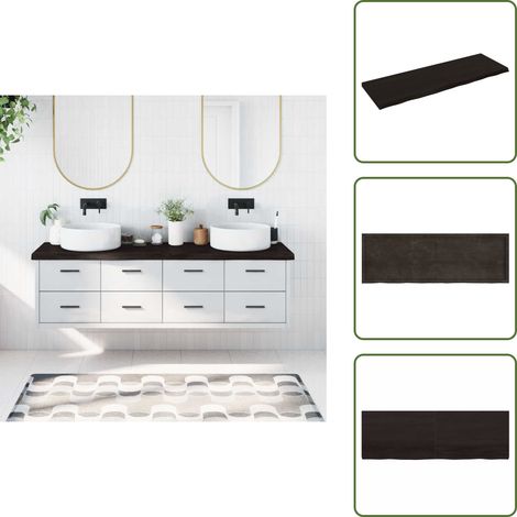 Waschtischplatte Dunkelbraun 180x60x(2-6)cm Massivholz - Eichenholz Platte - Badezimmersanierung - Waschtischplatte - Arbeitsfläche - Holzarbeitsplatte (1/5)