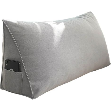 Coussin de lecture triangulaire côtelé pour la lecture et le travail, coussin de dossier de canapé -beige (1/5)