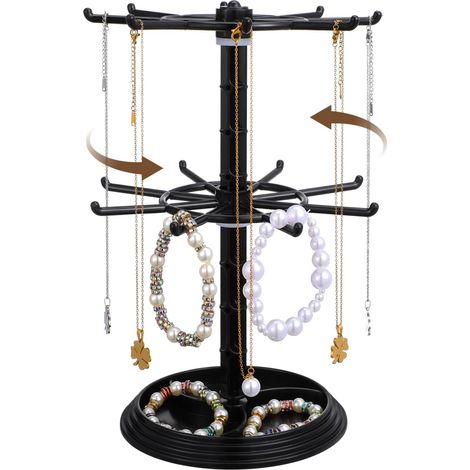 Support Collier Rotatif Multi-Niveaux En Plastique Noir Porte-CléS Et Organiseur Bijoux Pour Rangement Accessoires PréSentoir Pratique Pour Colliers Sautoirs (1/5)