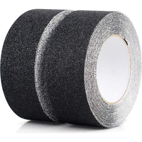 (5cm x 5m, Noir)2 Pack Ruban antidérapant, Bandes antidérapantes avec Ruban adhésif antidérapant pour escaliers, marches, revêtements de Sol, Ruban antidérapant Solide, Autocollant (1/5)