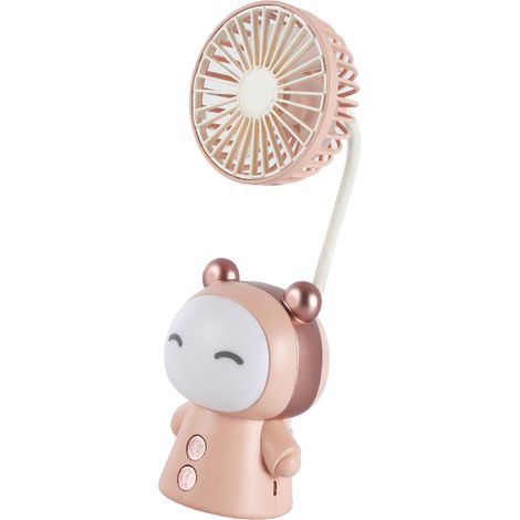 Mini ventilateur portable rechargeable USB, pliable en ABS, pour bureau maison voyage bibliothèque rose (1/5)