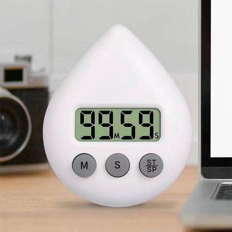 Timer impermeabile a goccia d'acqua, timer resistente alle gocce per la doccia, ventosa senza foratura, timer per il bagno, 2 pezzi, bianco (1/5)