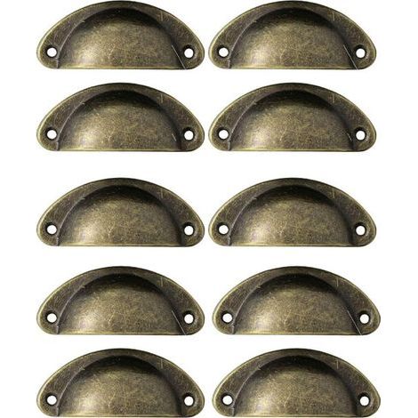 Lot de 10 Poignées de Tiroir Rétro en Métal Pour Meubles de Cuisine Porte d'armoire Placards avec Boutons Meubles en Laiton Antique (1/5)