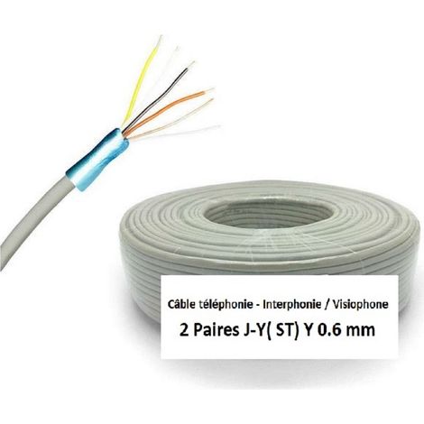 AR – Câble téléphonie 100 m – 2 paires J-Y (ST)Y 0.6 mm – Blindage aluminium – Installation courant faible