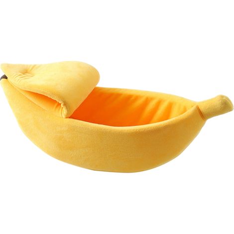 Niche amusante en forme de banane pour chat ou chien, lit douillet pour animaux de compagnie, bateau fermé pour animaux de compagnie, nid douillet pour chien (1/5)