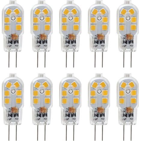 Ampoule LED G4 12V, 1W Equivalent 10W Halogène Lampe, Pas De Scintillement 200LM, Blanc Chaud 3000K, 360° Angle de Faisceau, Non-Dimmable, Pack de 10 (1/5)