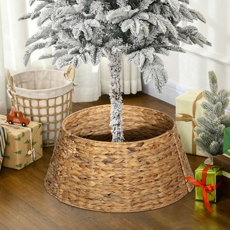 Bardage de support pour sapin Noël, rustique, motif tressé, jacinthe d’eau, renfort métallique (1/5)
