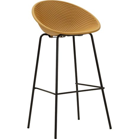 Set 2 Sgabelli Bar Ibiza Senape 50x50x98 cm - Struttura in Metallo e Polipropilene - Serie 940