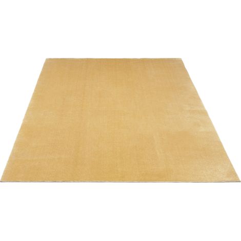 FLOORNOVO Hochflor Teppich Gold einfarbig - 340 x 240 cm - Besonders Weicher Teppich Wohnzimmer & Badezimmerteppich - Pflegeleicht - vielseitig einsetzbar im Innenbereich (1/2)