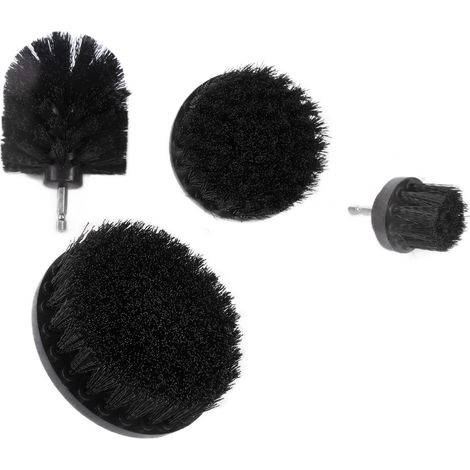 Set de 4 brosses de perçage pour nettoyeur rotatif, outil de nettoyage pour voiture, camion, moto, noir (1/5)