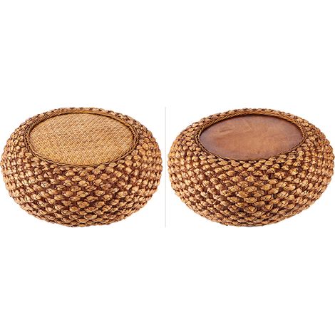 Futon/coussin de siège de style japonais, rotin, tatami de sol de salon/balcon, tabouret tressé en paille, tapis de méditation japonais tressé en paille, couleur café, 17 cm de haut) (1/5)