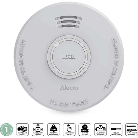 Detector de humo con sensor fotoeléctrico, batería de 1 año