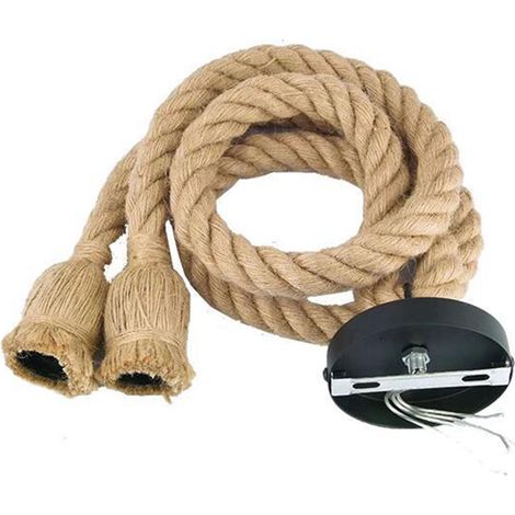 Suspension en corde de chanvre style industriel rétro, lampe suspendue en corde de jute pour boutique de vêtements, café, bar, restaurant, une tête, 1 m