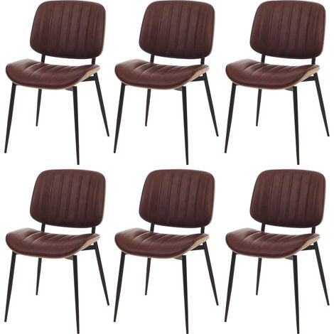 [NON UTILIZZATO] Set 6 sedie per sala da pranzo HHG-182, cucina, ecopelle legno curvato (370g/m²) Oeko-Tex MVG, naturale, marrone