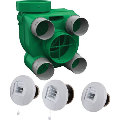 Kit Hygro A VMC simple flux hygroréglable suspendue + 3 bouches cordon - AXELAIR - KHACRT5160