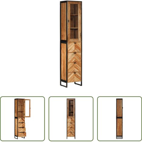 Rangement salle de bain - Armoire de salle de bain 40x27x190 cm bois massif d'acacia (1/5)