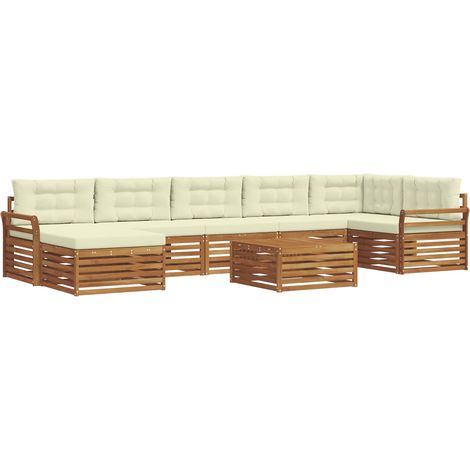 Outdoor Sofa Set with Cushion 8 pcs Natural and Cream vidaXL (1/5)