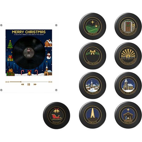 Beyamis Boîte à musique miniature de Noël pour réfrigérateur, disque vinyle