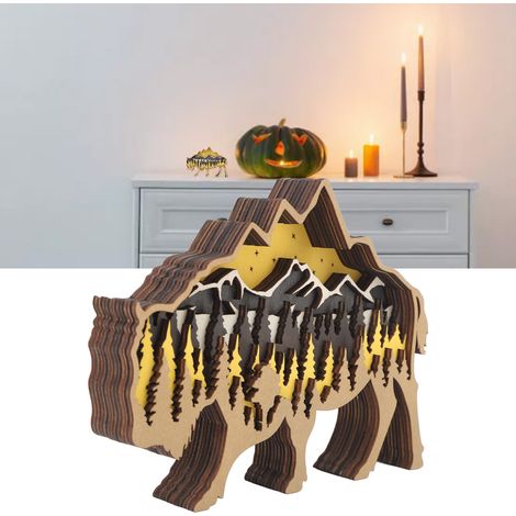 Halloween-Dekorationen aus Holz, originelle Kreationen, Partybastelarbeiten, dekorative Halloween-Figuren, Bison. (1/5)