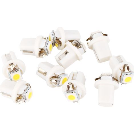 10 pezzi T5 Indicatore auto 5050 1SMD Lampadina LED Tachimetro Cruscotto Indicatore laterale 12V -Crezuo