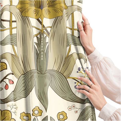 Rideau pour salon, cuisine, chambre, ruban grenouille, rideaux, fleurs prêtes à poser, 290 cm (1/5)