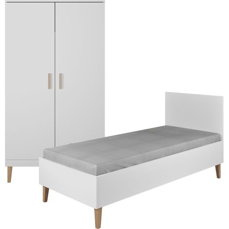 Kinderbett 80x180 und Schrank Kocot Kids Kubi - Weiß