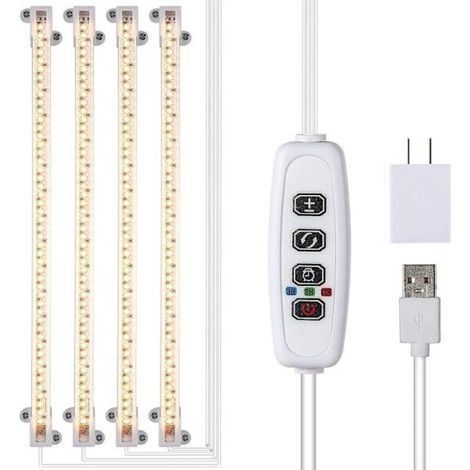 Lampe de croissance pour plantes d'intérieur, spectre complet avec minuterie, blanche (1/4)