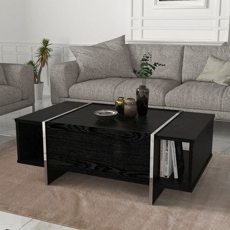 Couchtisch Tavak 104x60x38 cm Schwarz/Silber [en.casa]