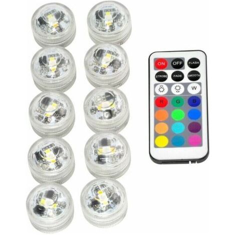 10 Mini LED Éclairages Sous-Marins Étanches Multicolores RGB avec 1 Télécommande - AUTRES (1/4)