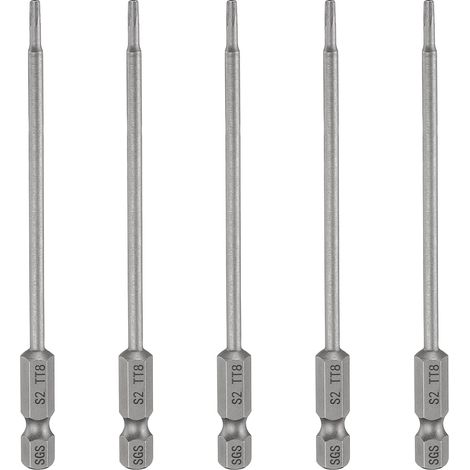 5Pcs Embout Tournevis Torx TT8 1/4" Hex Tige Longueur 4" (100mm) (1/5)