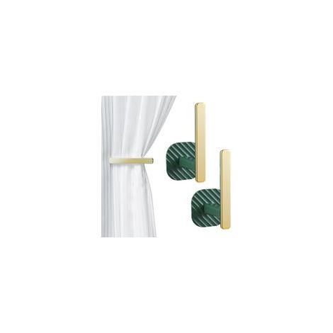 2 Pièces Embrasses de Rideaux Auto Adhésives Crochets en Forme de L pour Draperies, Balcon, Maison, Couleur Verte