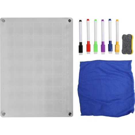 Tableau blanc magnétique avec 6 feutres et gomme, ardoise effaçable pour frigo, tableau pour patients Alzheimer. (1/5)