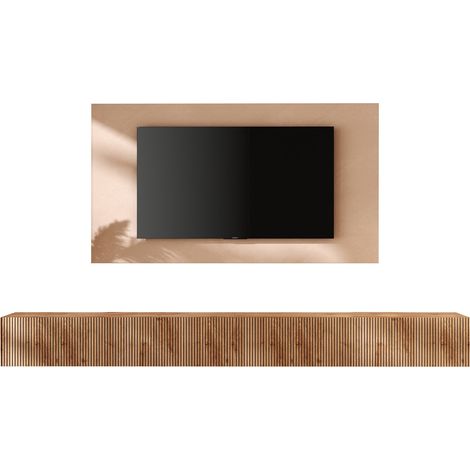 Parete Attrezzata Buti, Mobile Soggiorno Modulabile, Apertura Standard Made in Italy, set Componibile, Marrone Pero