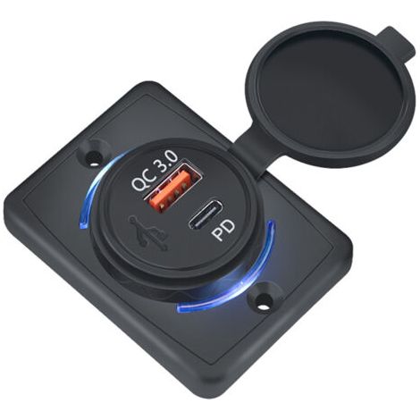 Chargeur de voiture 18W QC 3.0, USB, prise PD, étanche, universel, pour camion, téléphone, tablette, GPS (1/5)
