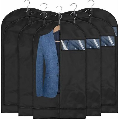 Lot de 10 housses à vêtements de qualité supérieure Noir 5 60x100cm + 5 60x120cm (1/4)