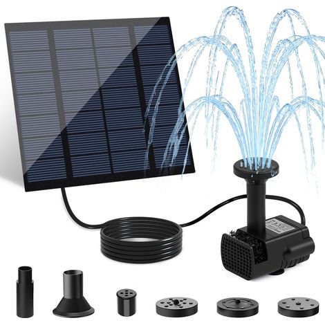 Pompe solaire flottante pour fontaine et bain d'oiseaux, sans pile ni électricité, facile à utiliser en extérieur pour jardin, bassin, terrasse, noir, argent (1/5)