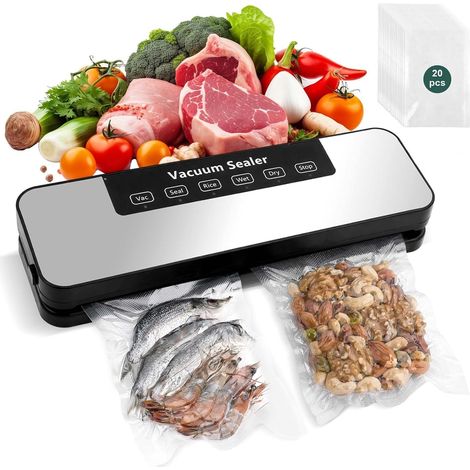 Machine Sous Vide Alimentaire, Appareil Sous Vide Alimentaire, Vacuum Sealer, 65 Kpa, 20 Sacs Sous Vide Inclus, pour Aliments Secs et Humides (1/5)