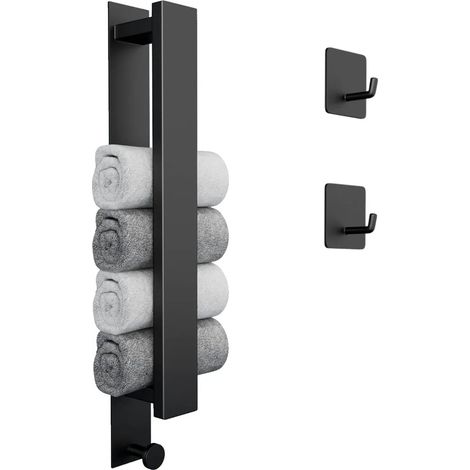 No requiere taladrar, toallero autoadhesivo con 2 ganchos para toallas, apto para baños y cocinas, se puede montar en la pared. (1/5)